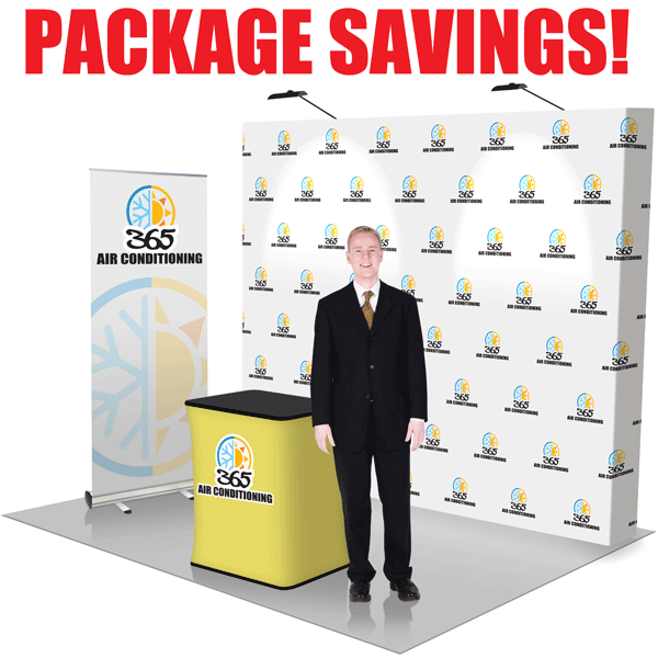 10' Straight Pop Up Fabric Trade Show Package