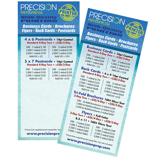 4" x 9" Rack Cards TWO Sided