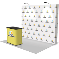 10' Straight Pop Up Fabric Display & Hard Case Podium